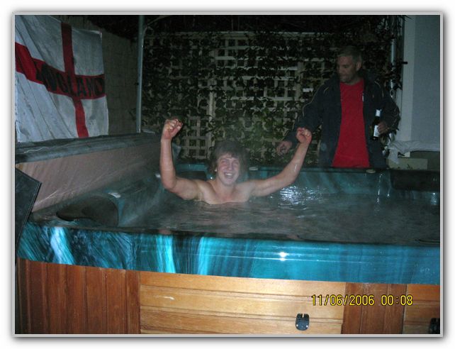 DJ & friend during England world cup playoff June 11 2006